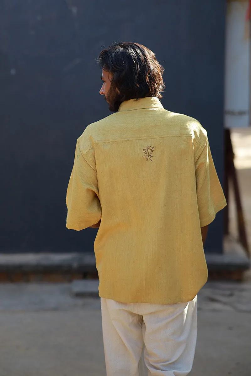 Handcrafted Yellow Kala Cotton Shirt – Naturally Dyed & Hand-Stitched