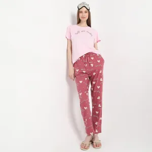 Heart Print Ankle Length Core Lounge Pyjamas