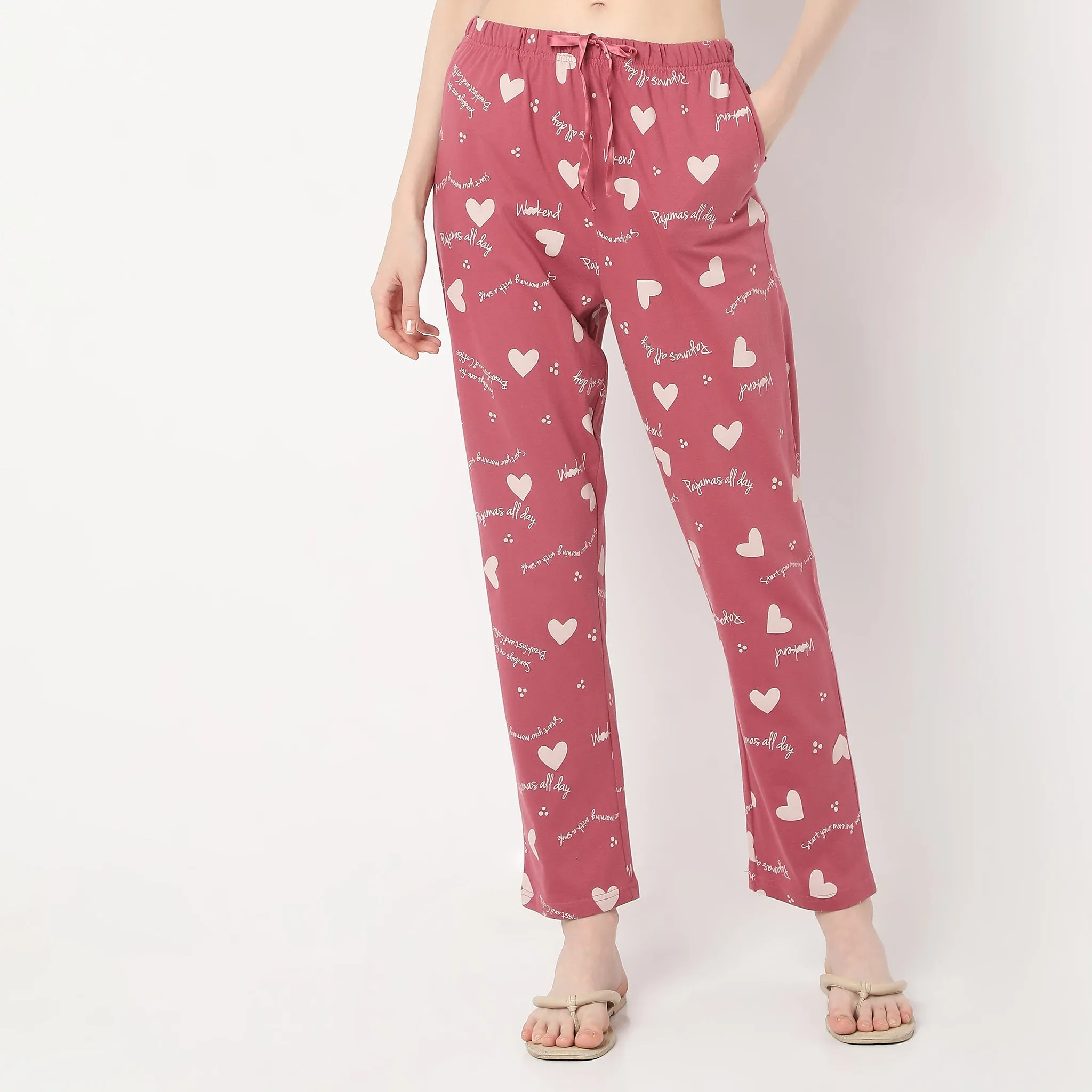 Heart Print Ankle Length Core Lounge Pyjamas