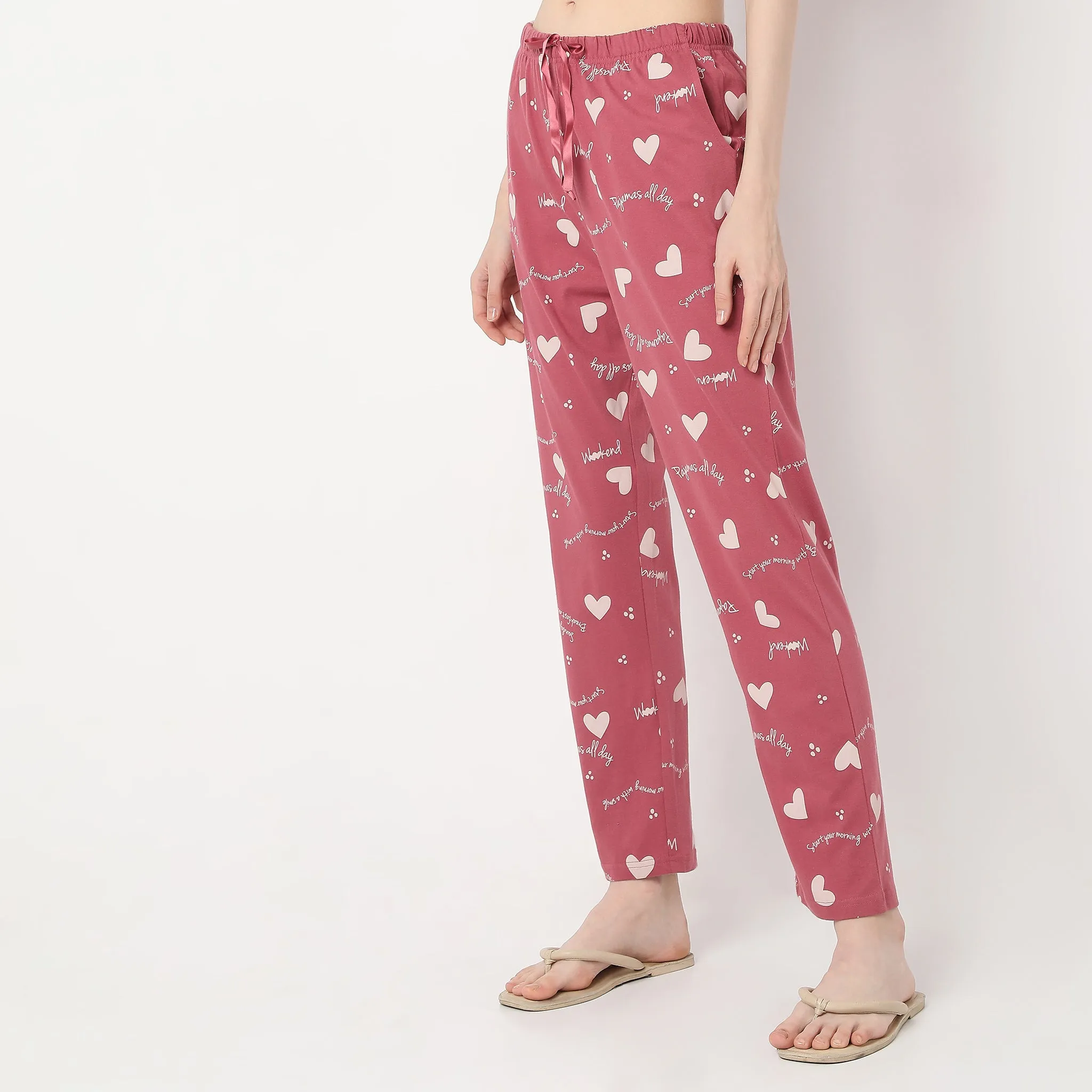 Heart Print Ankle Length Core Lounge Pyjamas