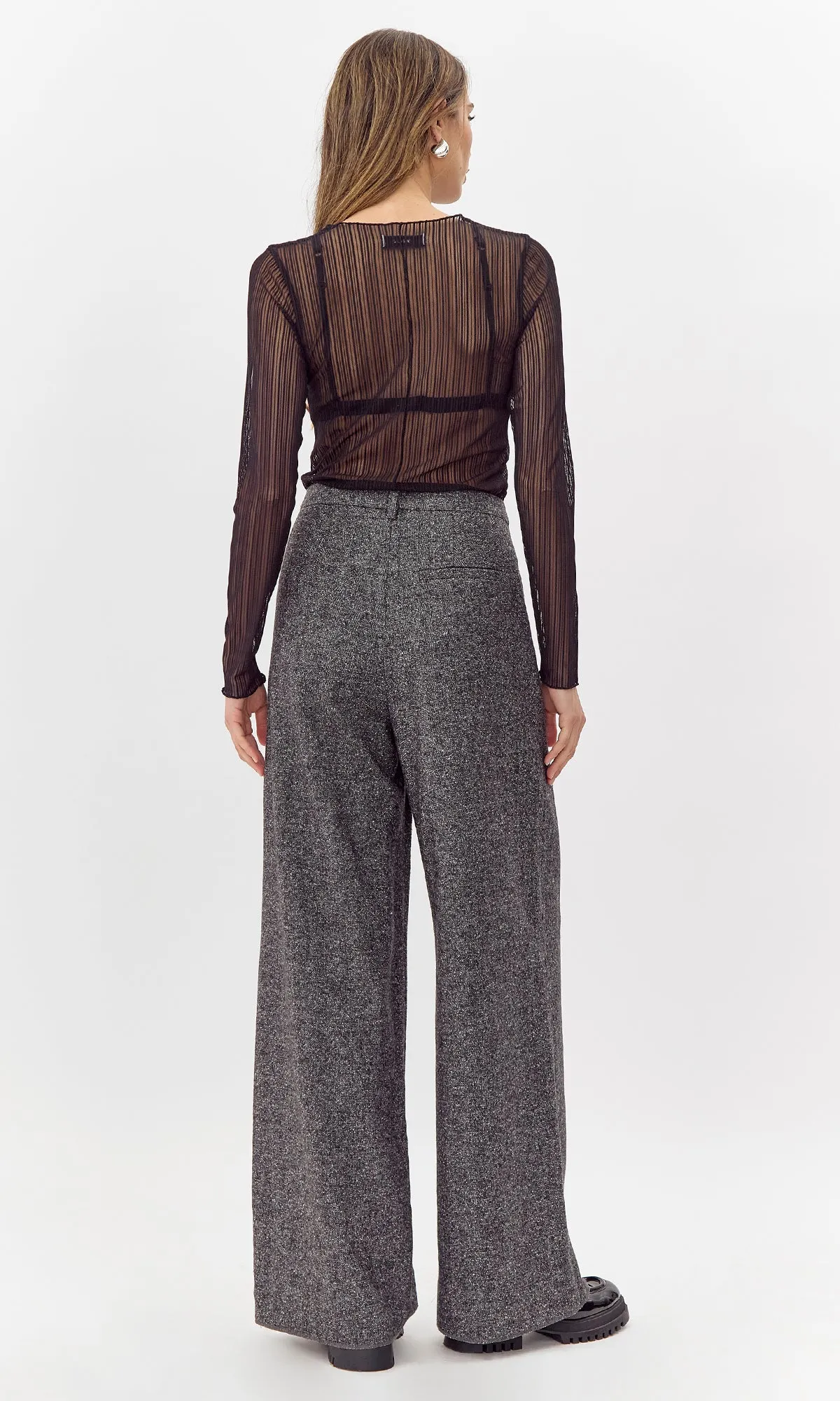 Herringbone Wide Leg Trouser