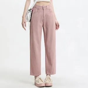 High Waist Pink Harem Jeans for Women