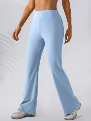 High Waist Rib-Knit Flare Pants