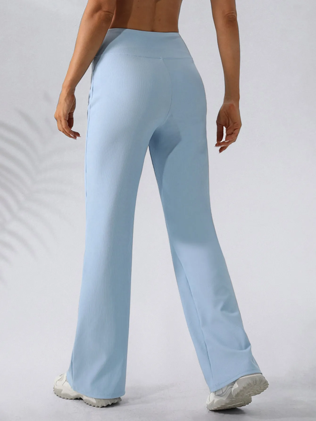High Waist Rib-Knit Flare Pants