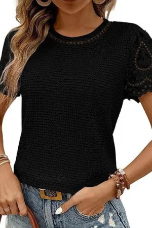 Hometown Girl Black Textured Top