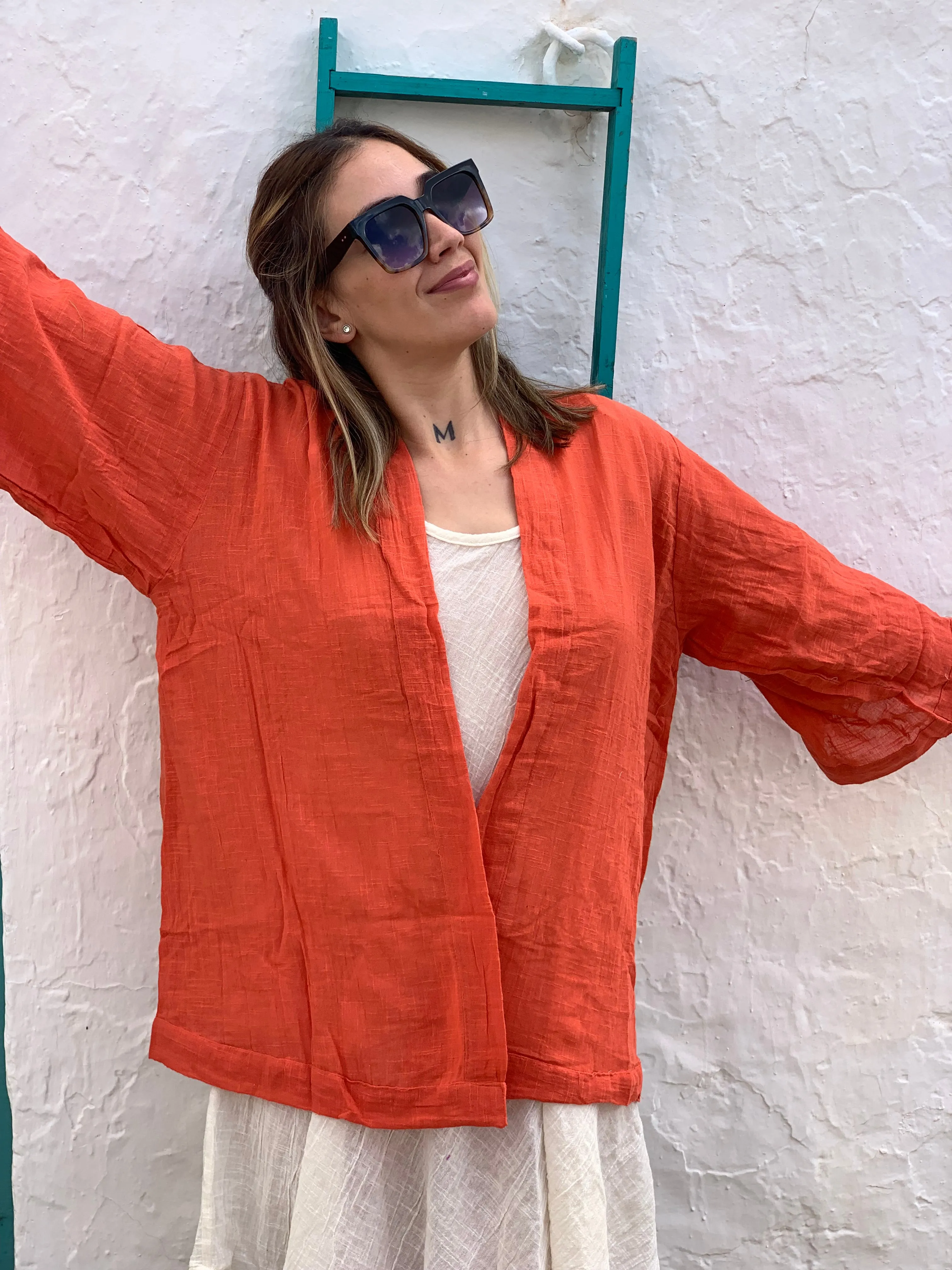 Ibiza boho short kimono 👘 in strawberry 🍓 red