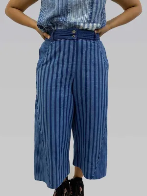 Indigo Handloom Culottes White and Blue