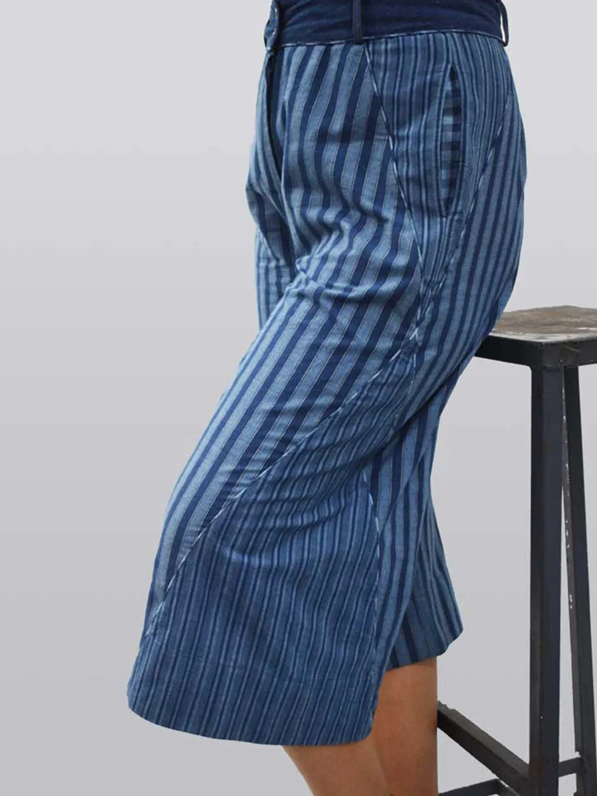 Indigo Handloom Culottes White and Blue