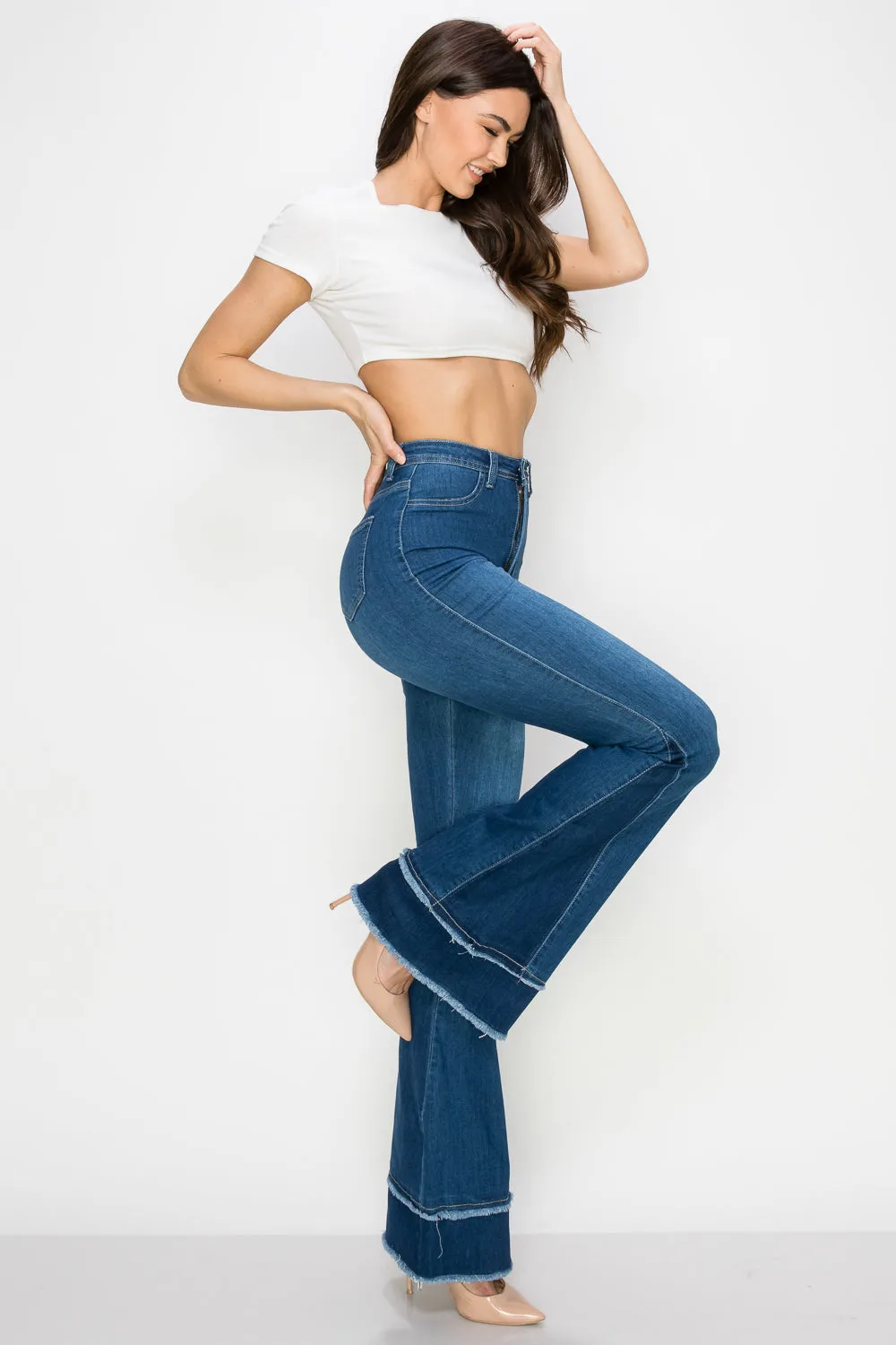 JAZZ-049 BELL BOTTOM FLARE LEG RIPPED DISTRESSED & DESTROYED JEANS