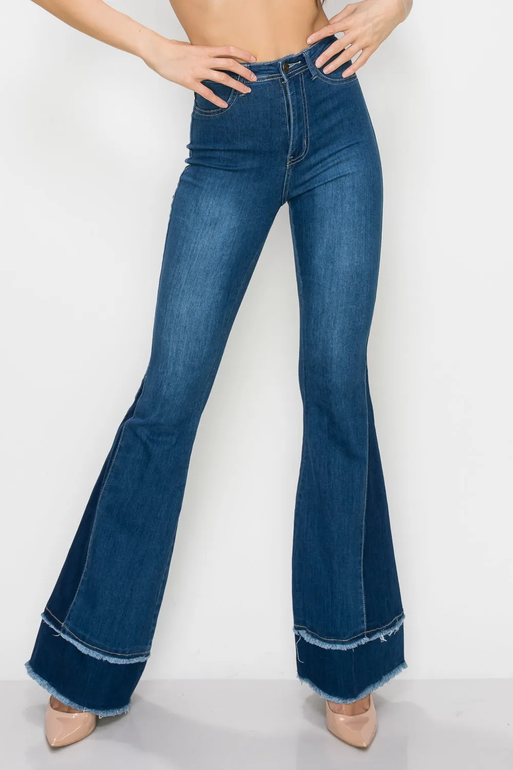 JAZZ-049 BELL BOTTOM FLARE LEG RIPPED DISTRESSED & DESTROYED JEANS