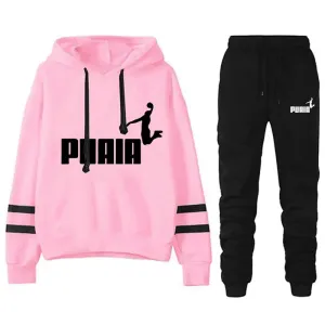 Jogging Suit for Women – Striped Hoodie Two-Piece Set for Casual Daily Wear