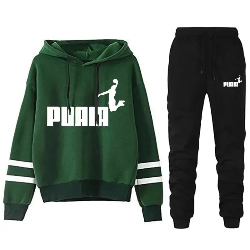 Jogging Suit for Women – Striped Hoodie Two-Piece Set for Casual Daily Wear