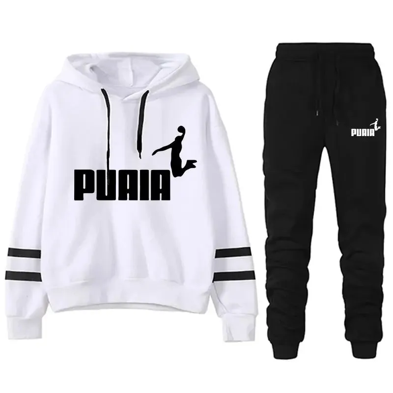 Jogging Suit for Women – Striped Hoodie Two-Piece Set for Casual Daily Wear