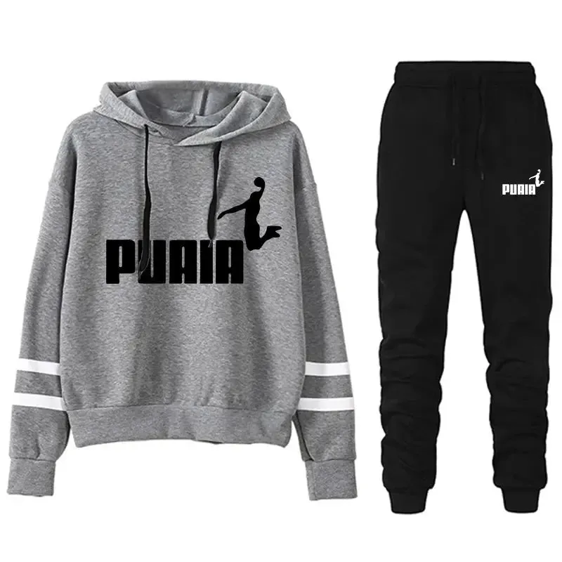 Jogging Suit for Women – Striped Hoodie Two-Piece Set for Casual Daily Wear