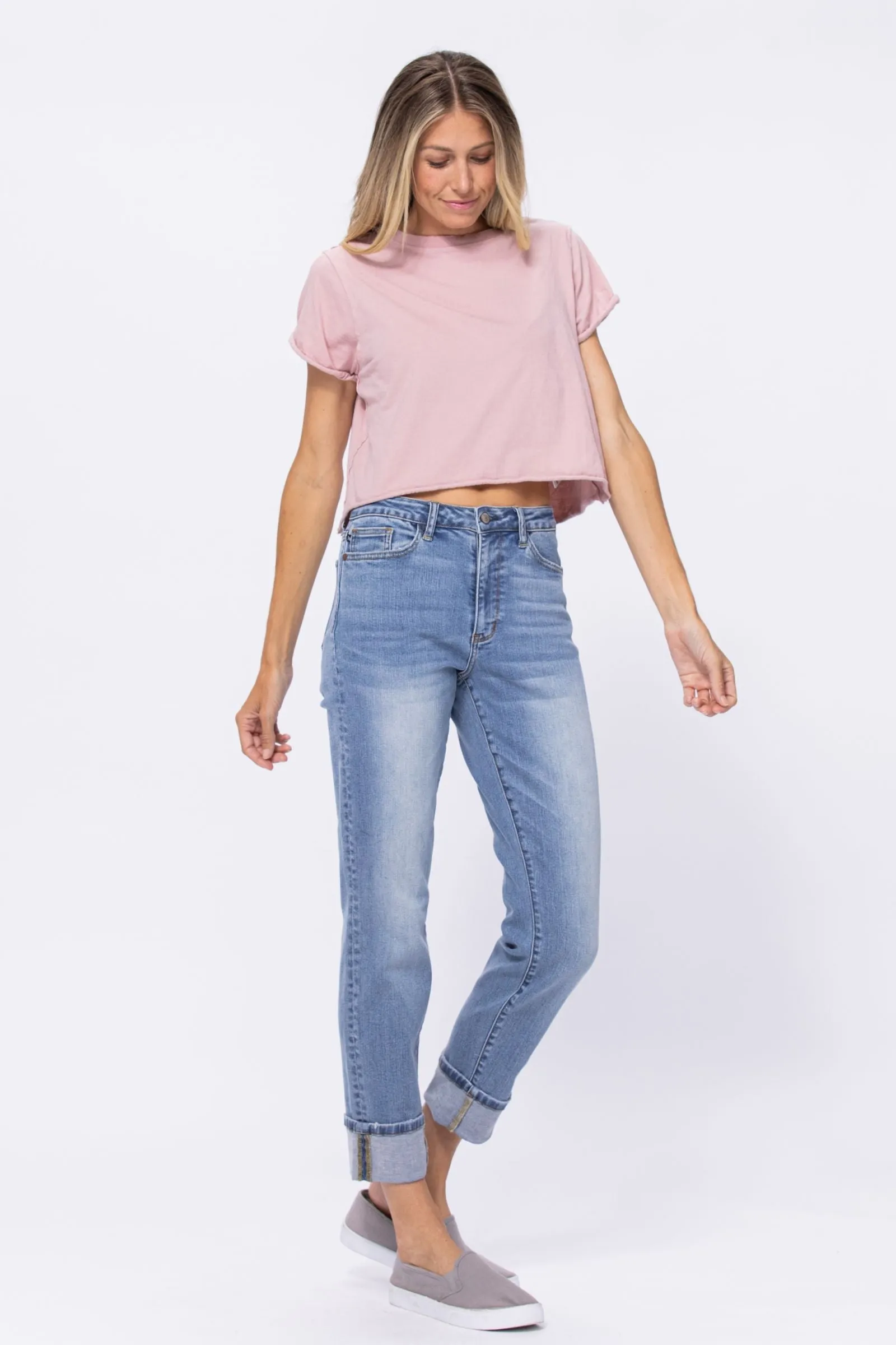 Judy Blue High Waist Vintage Wash Boyfriend - Available in Misses and Plus Sizes
