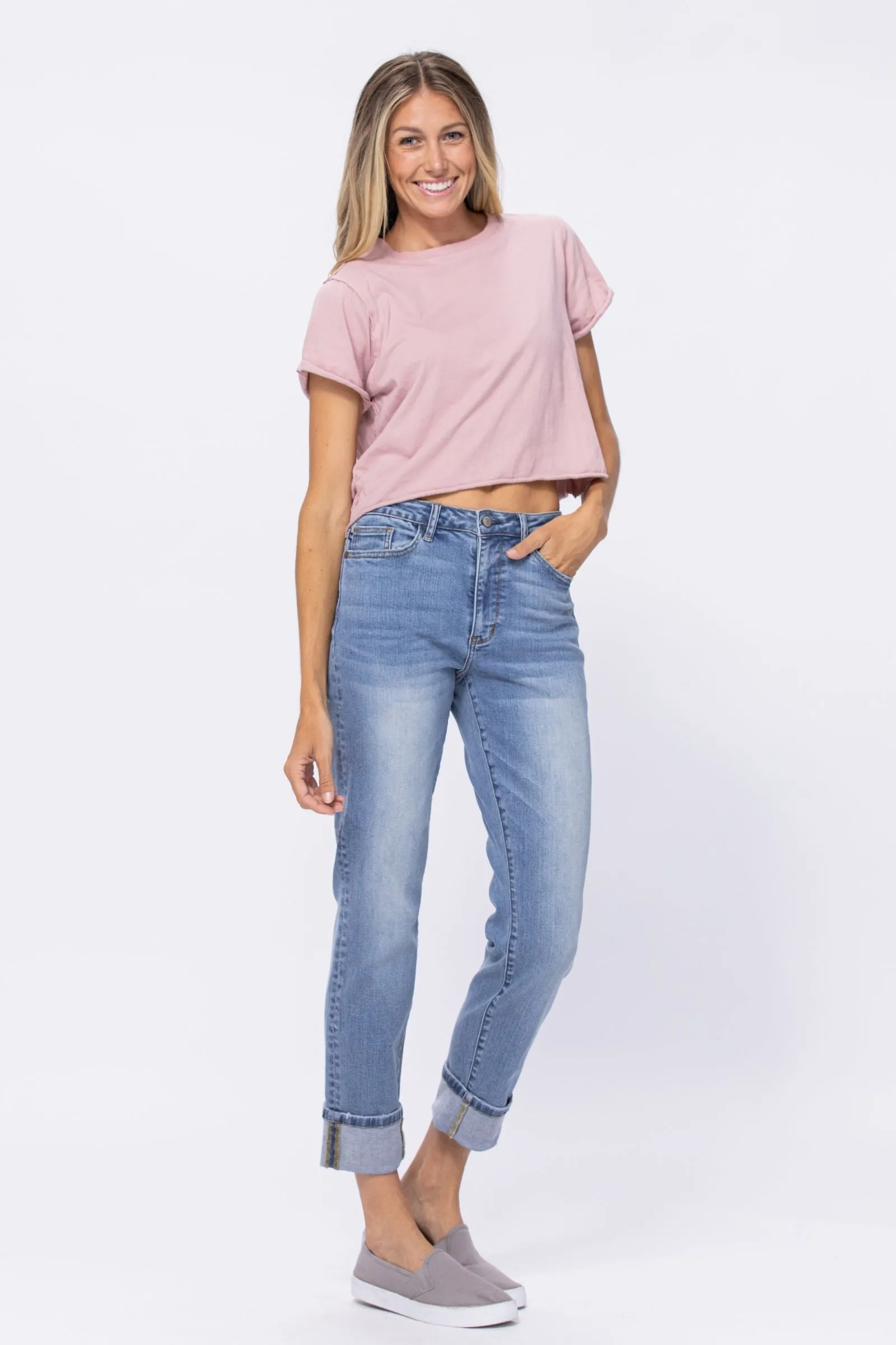 Judy Blue High Waist Vintage Wash Boyfriend - Available in Misses and Plus Sizes