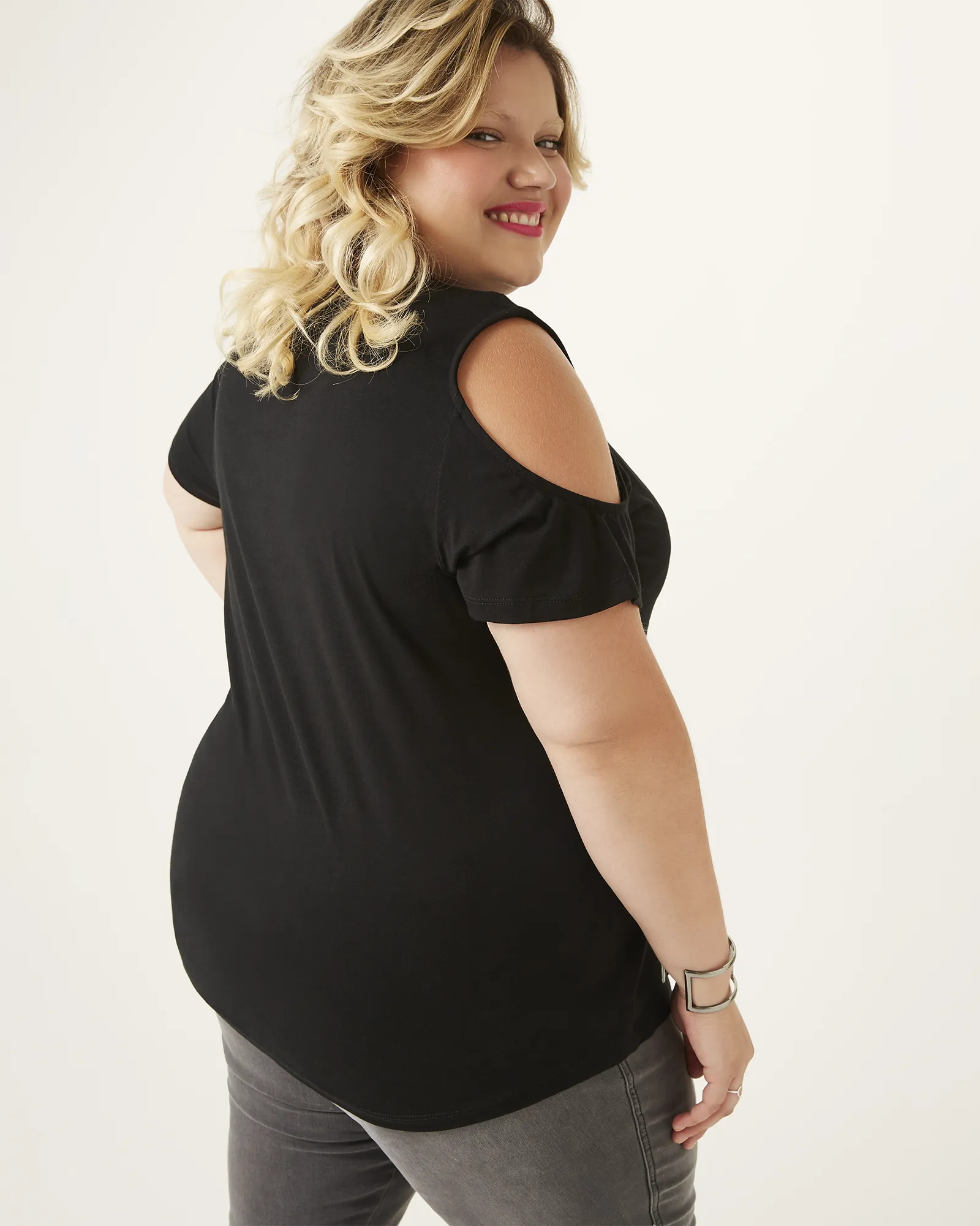 Katelyn Cold-Shoulder Cutout Top | Black