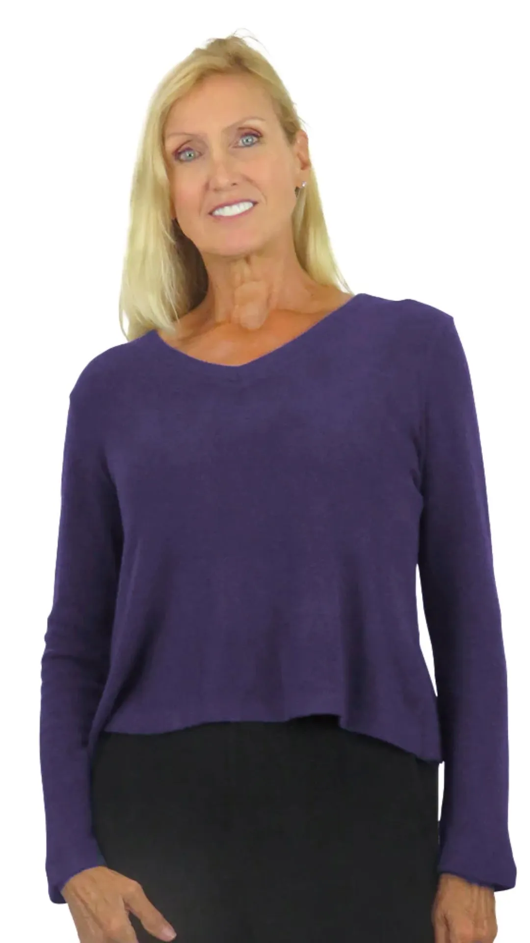 La Cera Fleece V-Neck Pullover Top - Multiple Colors