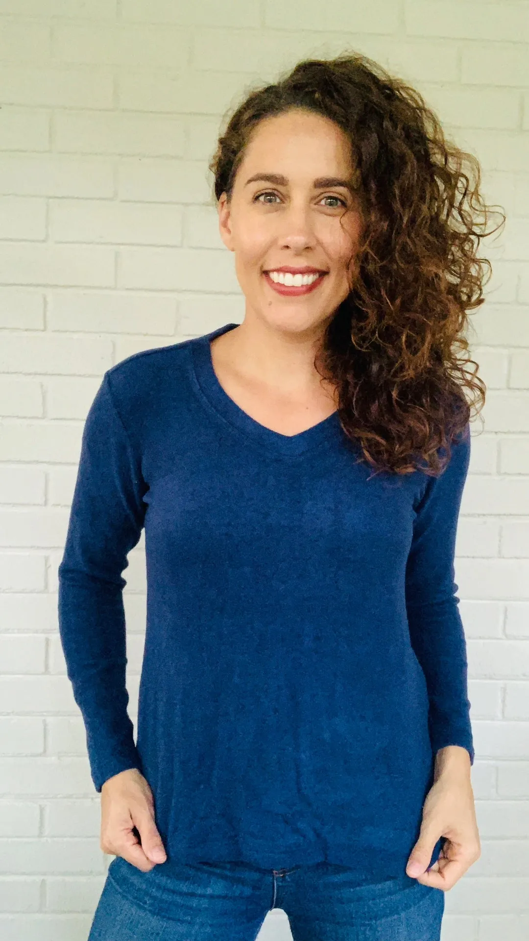 La Cera Fleece V-Neck Pullover Top - Multiple Colors