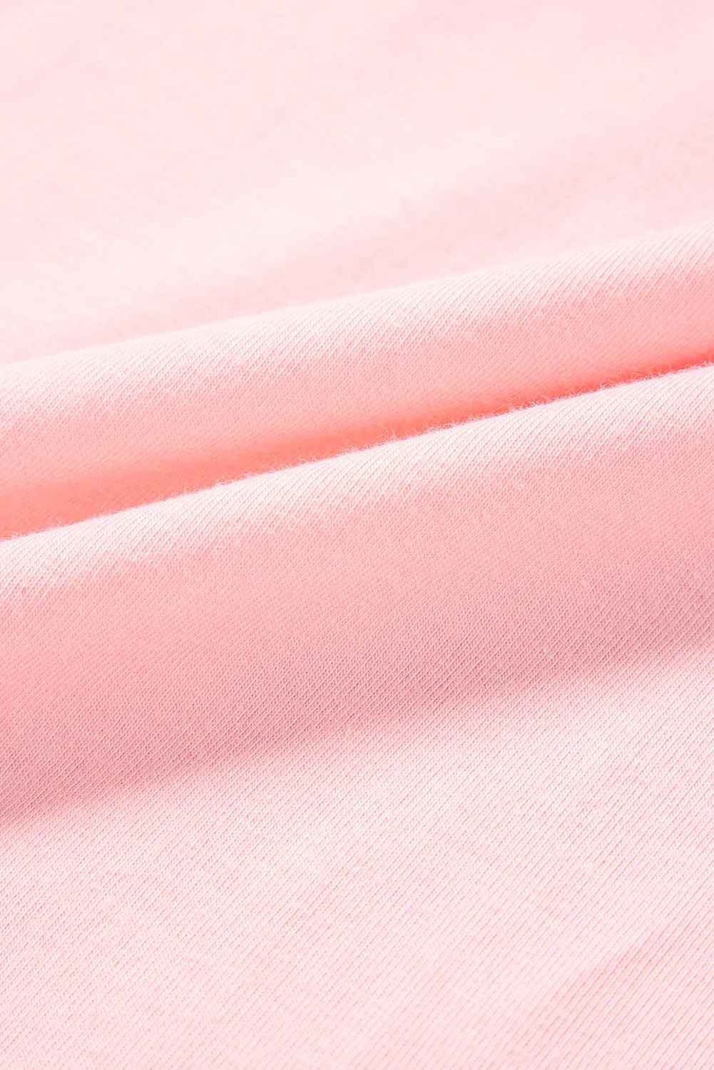 Light Pink Lace Patchwork Exposed Seam V Neck T Shirt