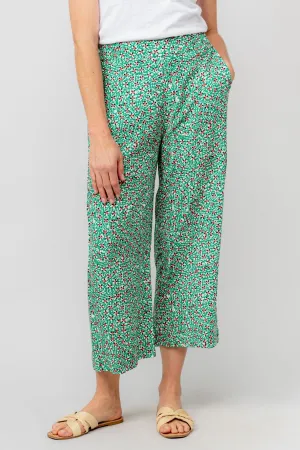 Lily & Me LM25091G Greta Trouser Folk Wide Leg Cropped Trouser Green