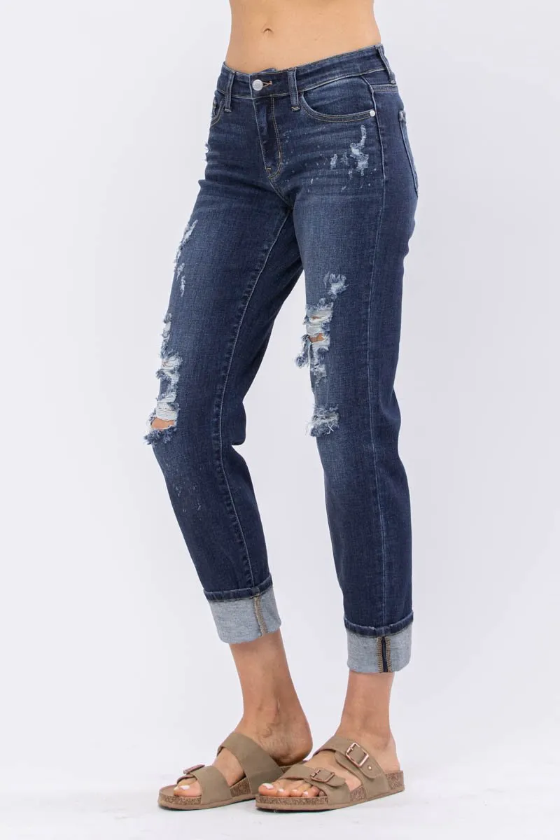 Love Bleach Splash Destroyed Boyfriend Jeans