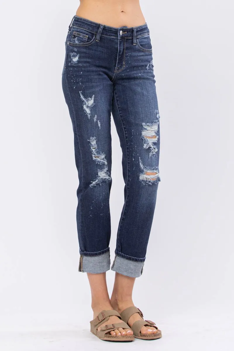 Love Bleach Splash Destroyed Boyfriend Jeans