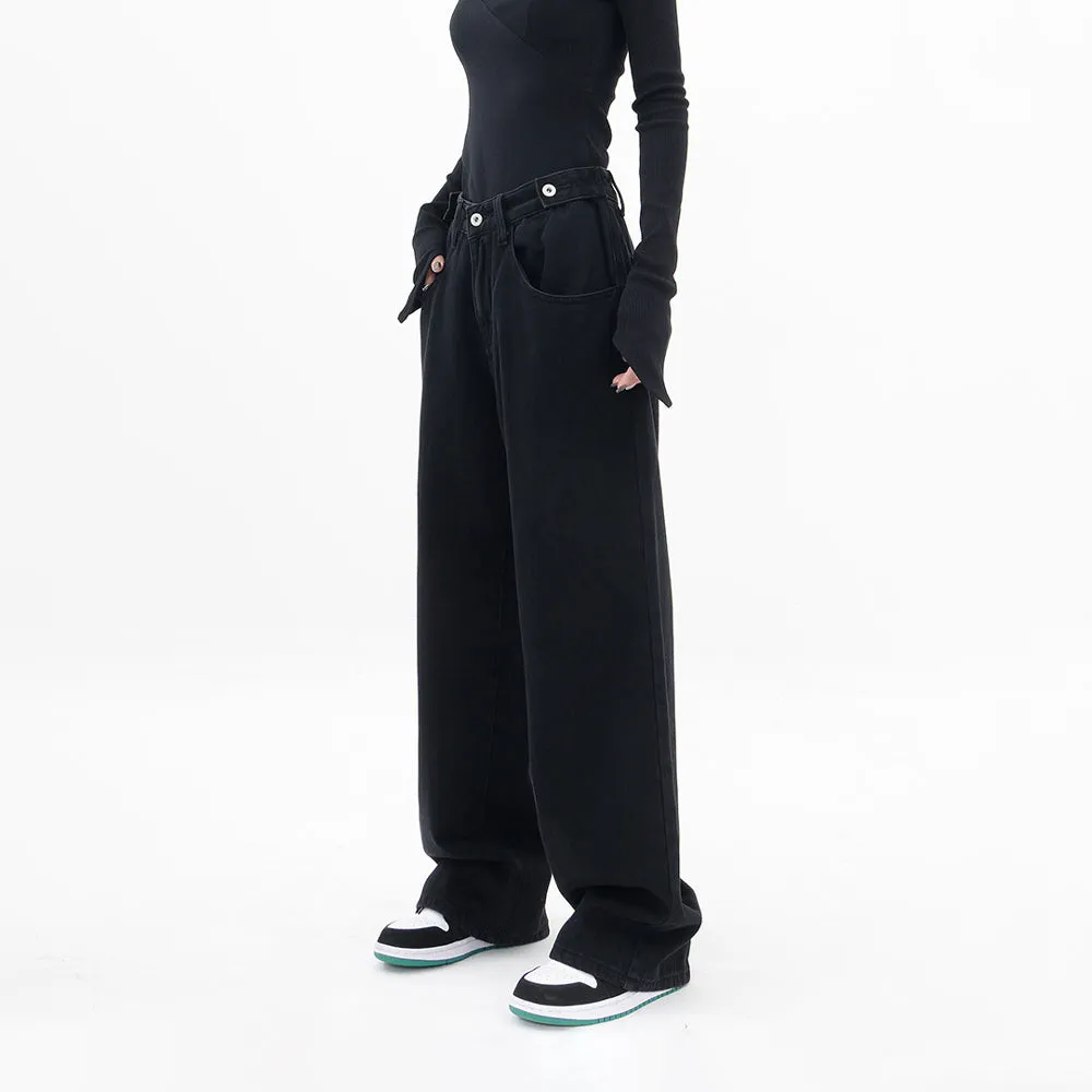 Low Rise Baggy Jeans in Black