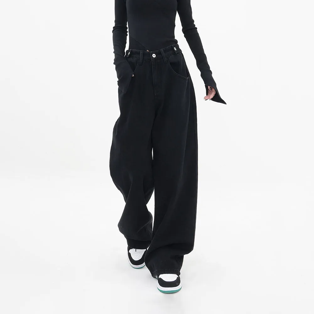 Low Rise Baggy Jeans in Black