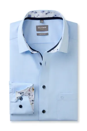 Luxor Comfort Fit Plain Shirt with Trim - Blue