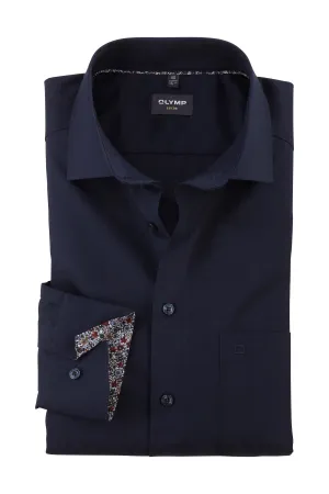 Luxor Comfort Fit Plain Shirt with Trim - Navy