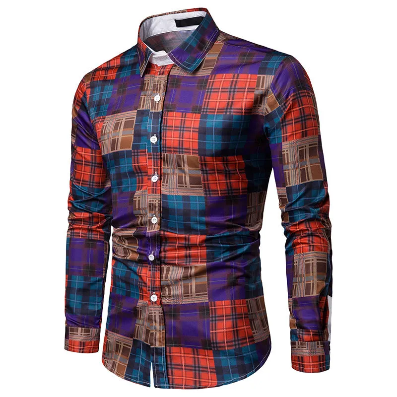 Men's Autumn Casual Plaid Long Sleeved Cotton Shirt