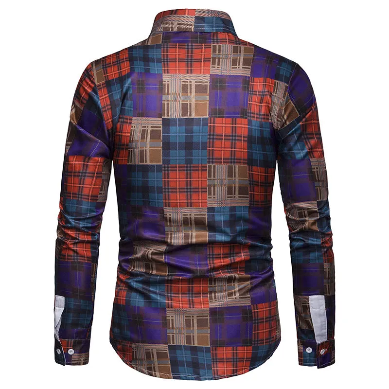 Men's Autumn Casual Plaid Long Sleeved Cotton Shirt