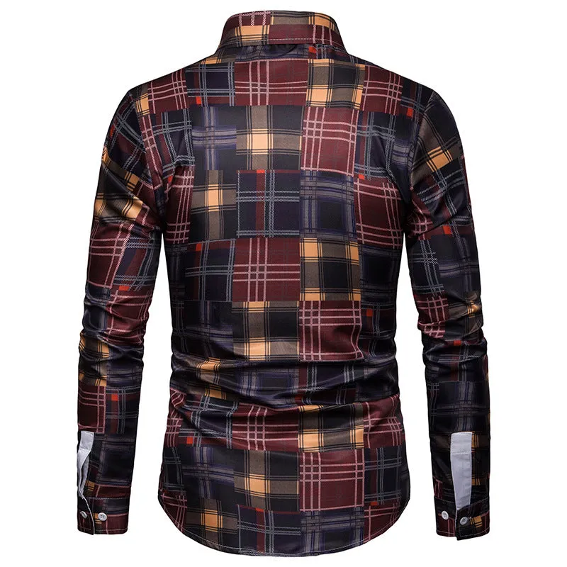 Men's Autumn Casual Plaid Long Sleeved Cotton Shirt