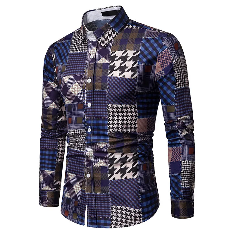 Men's Autumn Casual Plaid Long Sleeved Cotton Shirt