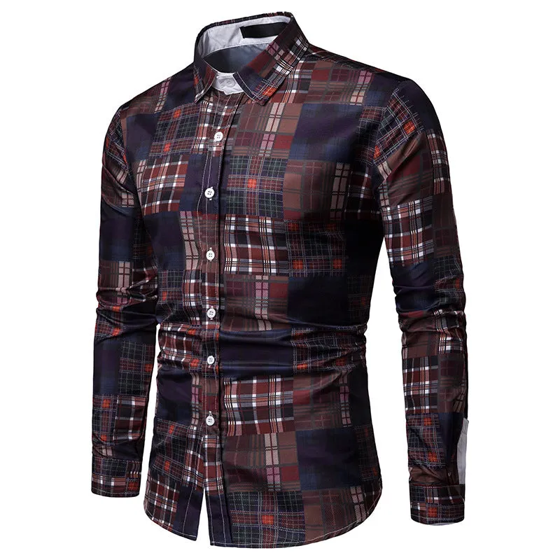 Men's Autumn Casual Plaid Long Sleeved Cotton Shirt