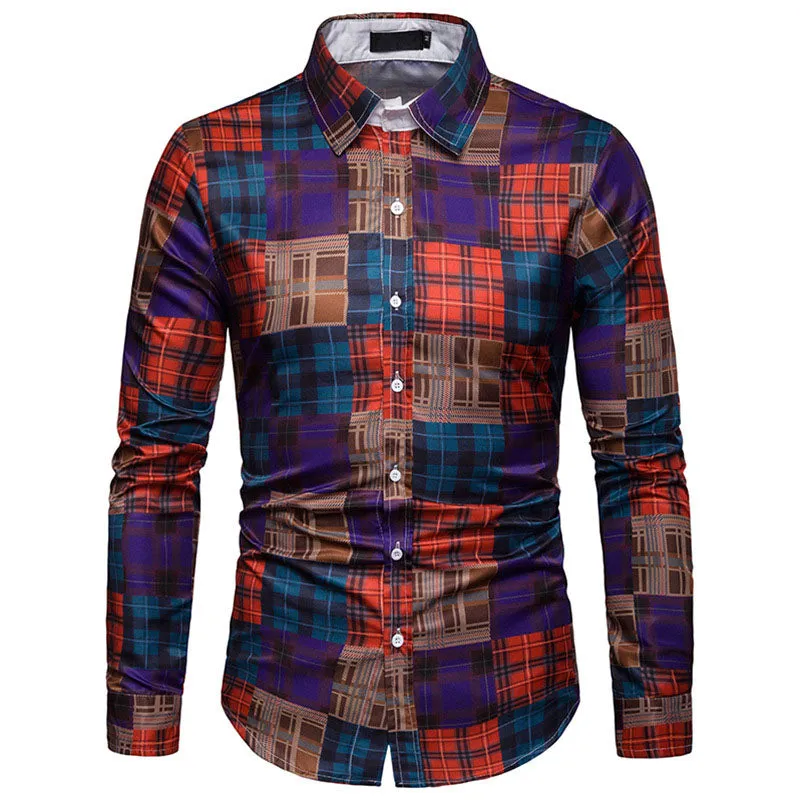 Men's Autumn Casual Plaid Long Sleeved Cotton Shirt