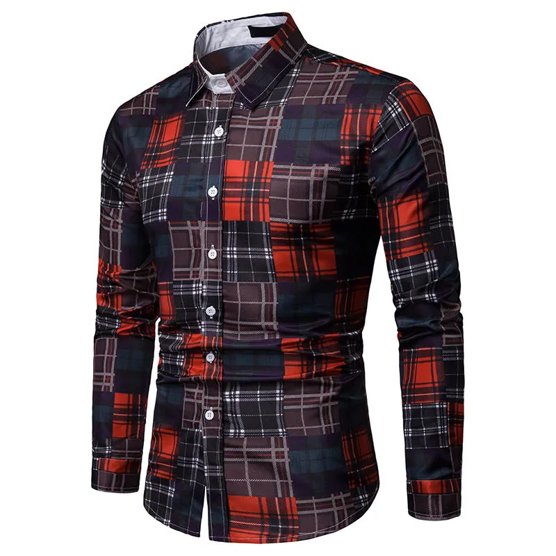 Men's Autumn Casual Plaid Long Sleeved Cotton Shirt