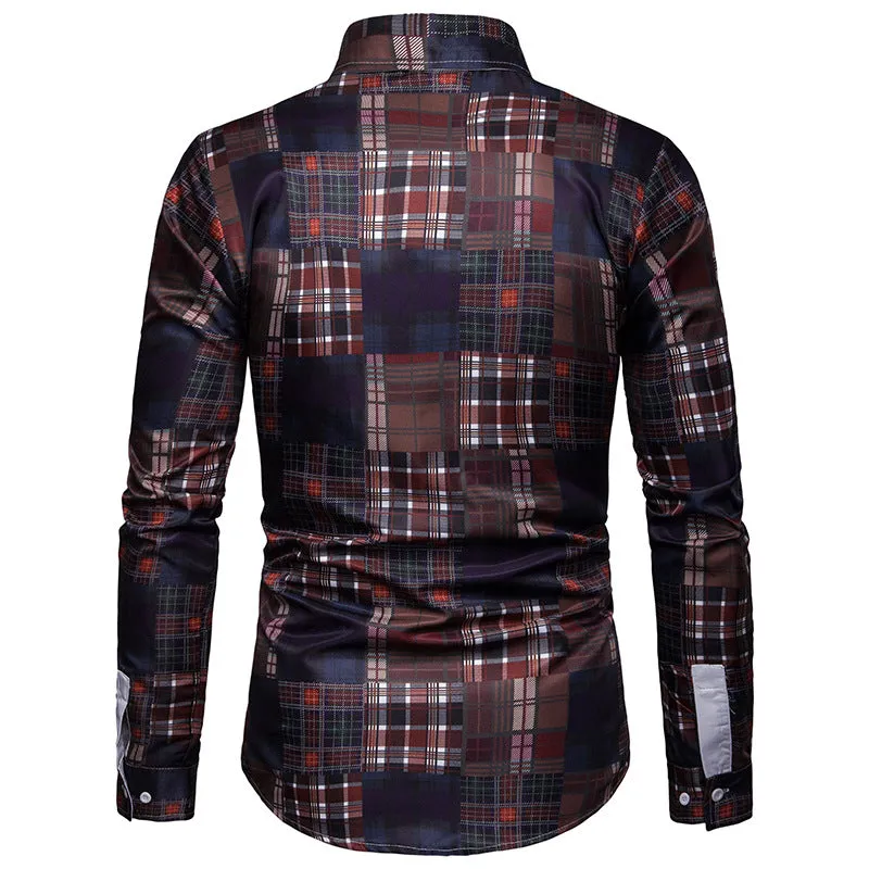 Men's Autumn Casual Plaid Long Sleeved Cotton Shirt
