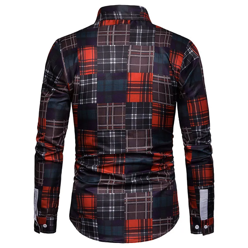 Men's Autumn Casual Plaid Long Sleeved Cotton Shirt