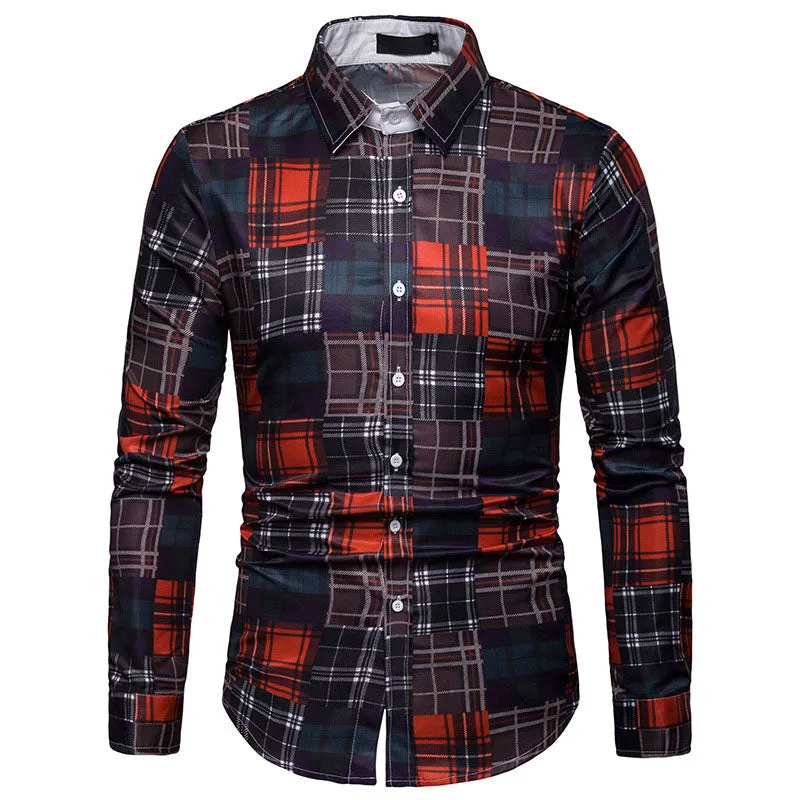 Men's Autumn Casual Plaid Long Sleeved Cotton Shirt