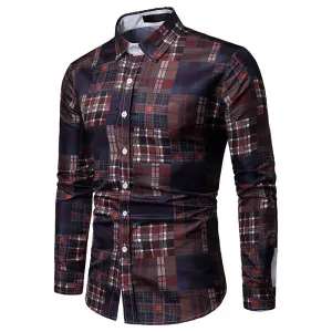Men's Autumn Casual Plaid Long Sleeved Cotton Shirt