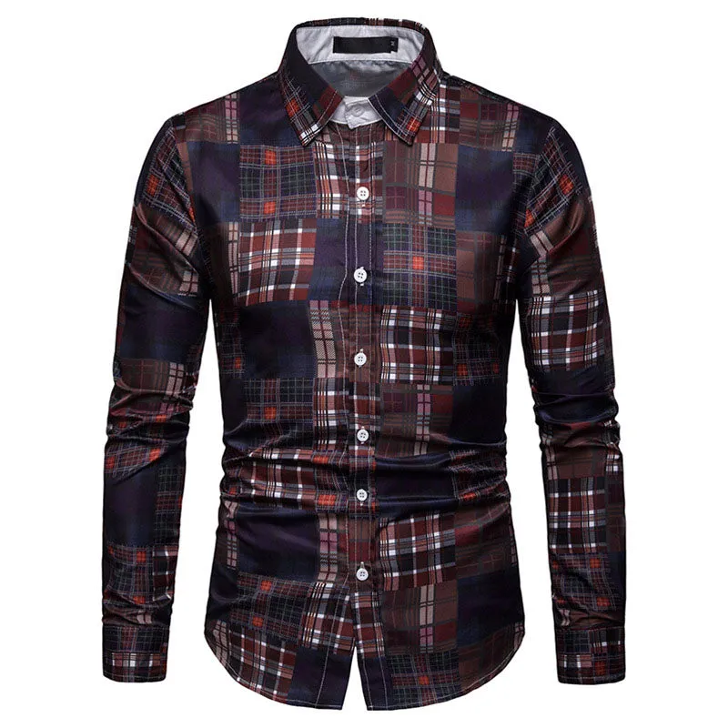 Men's Autumn Casual Plaid Long Sleeved Cotton Shirt