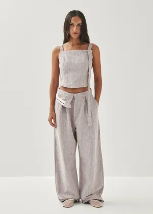 Moca Linen Brown Trousers