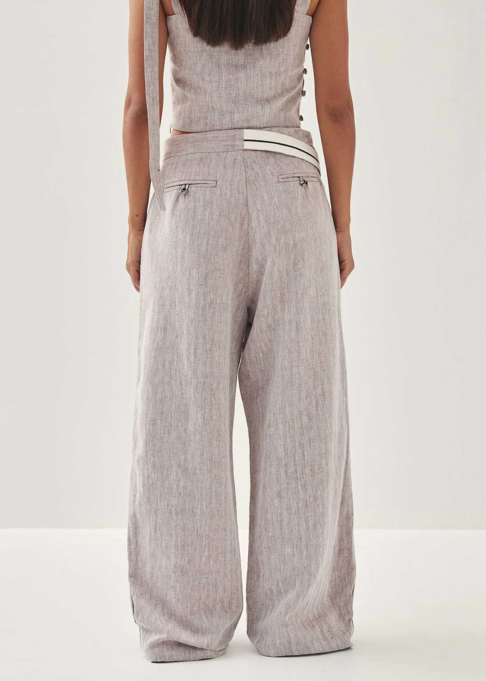 Moca Linen Brown Trousers