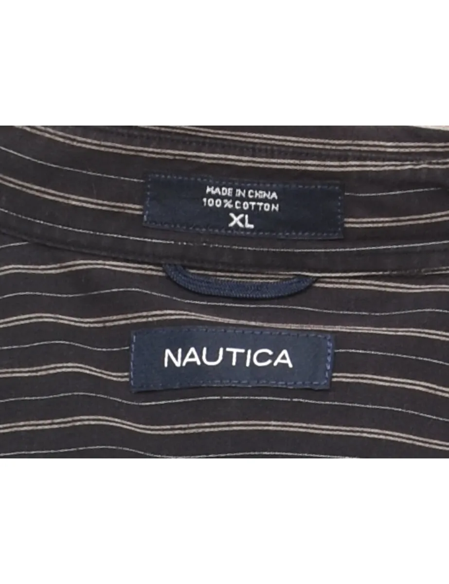 Nautica Striped Black Shirt - XL