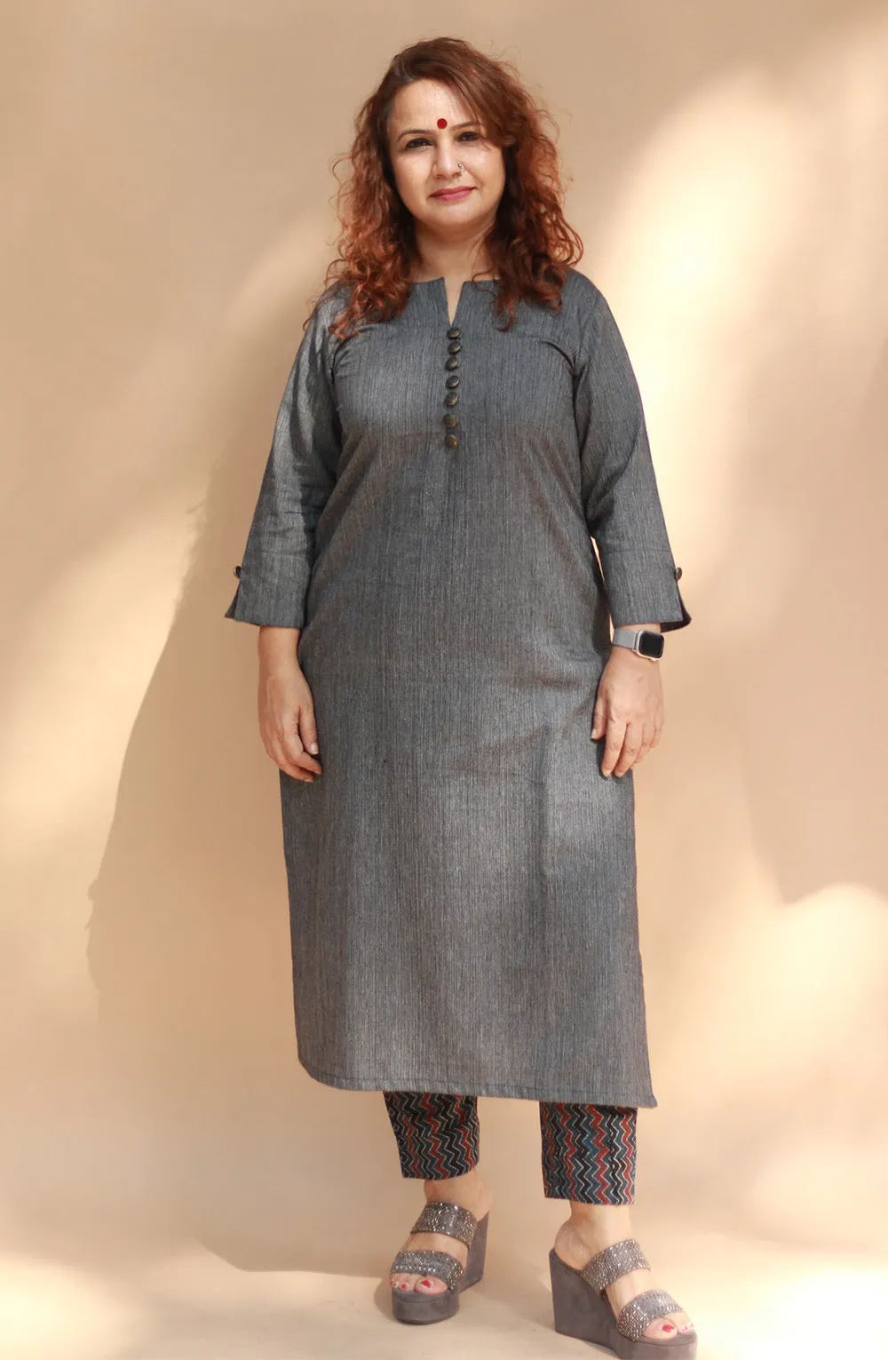 Nitya | Long Kurta | Gray