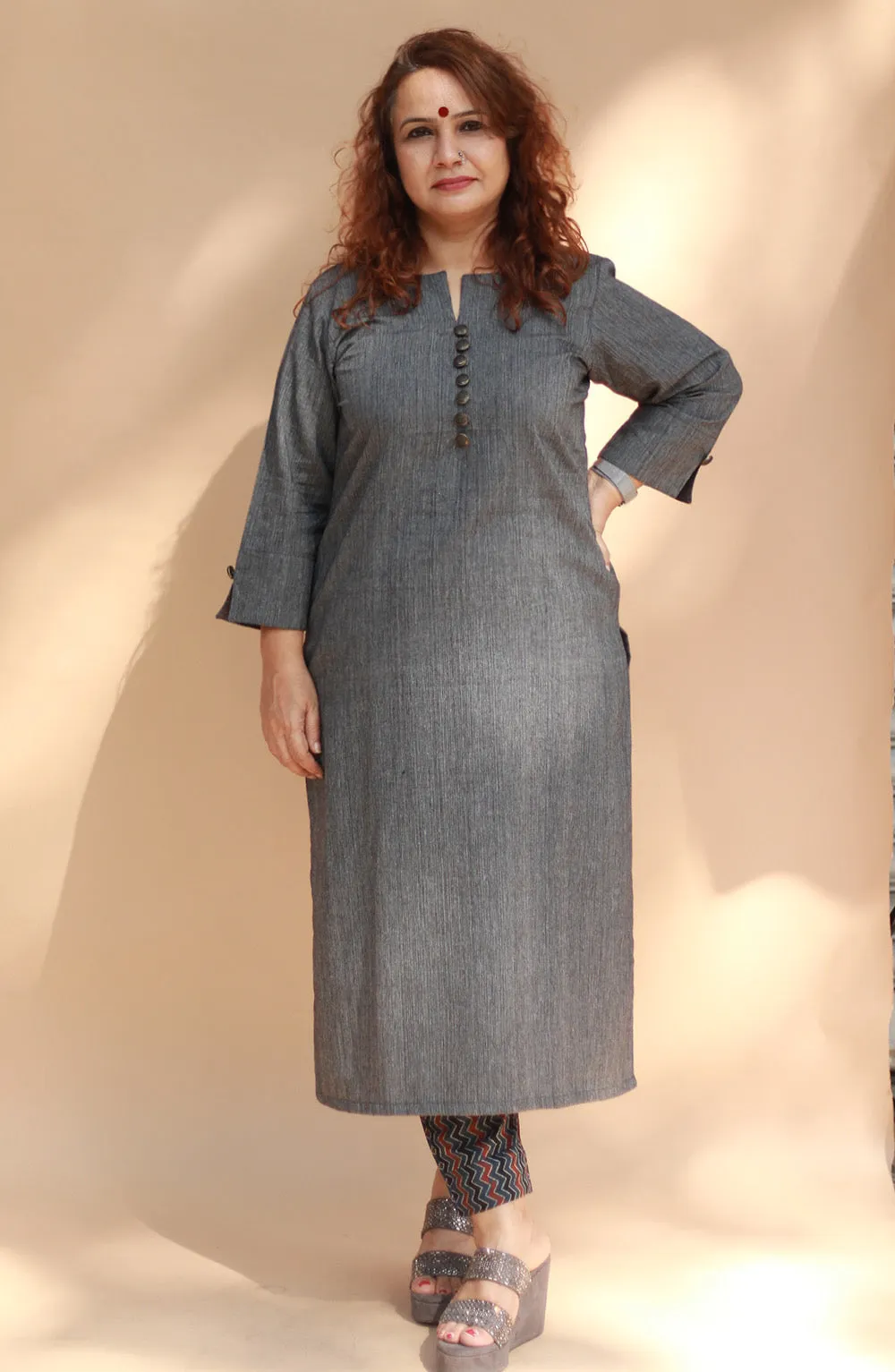 Nitya | Long Kurta | Gray
