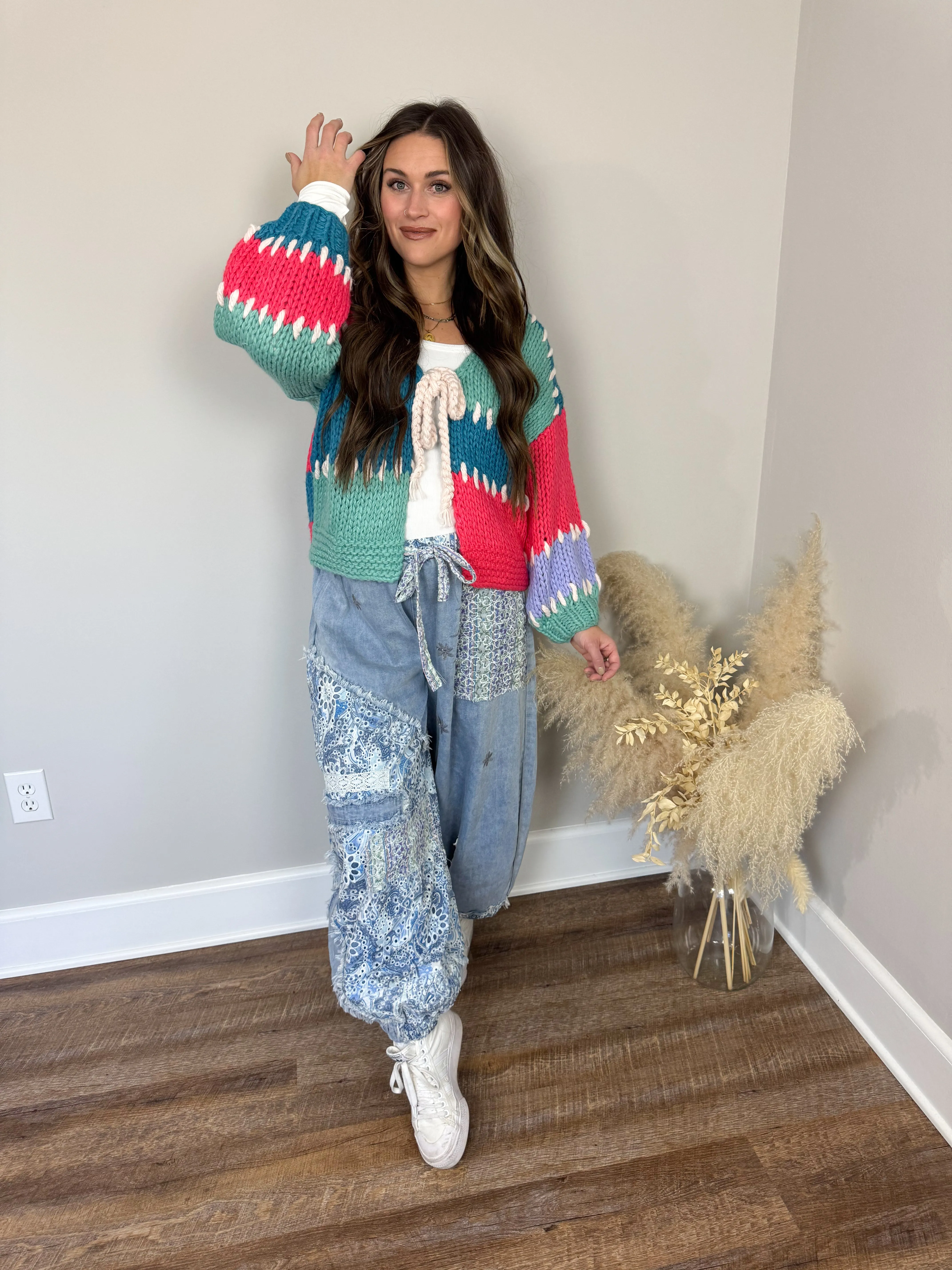 Peachy Colorblock Cardigan