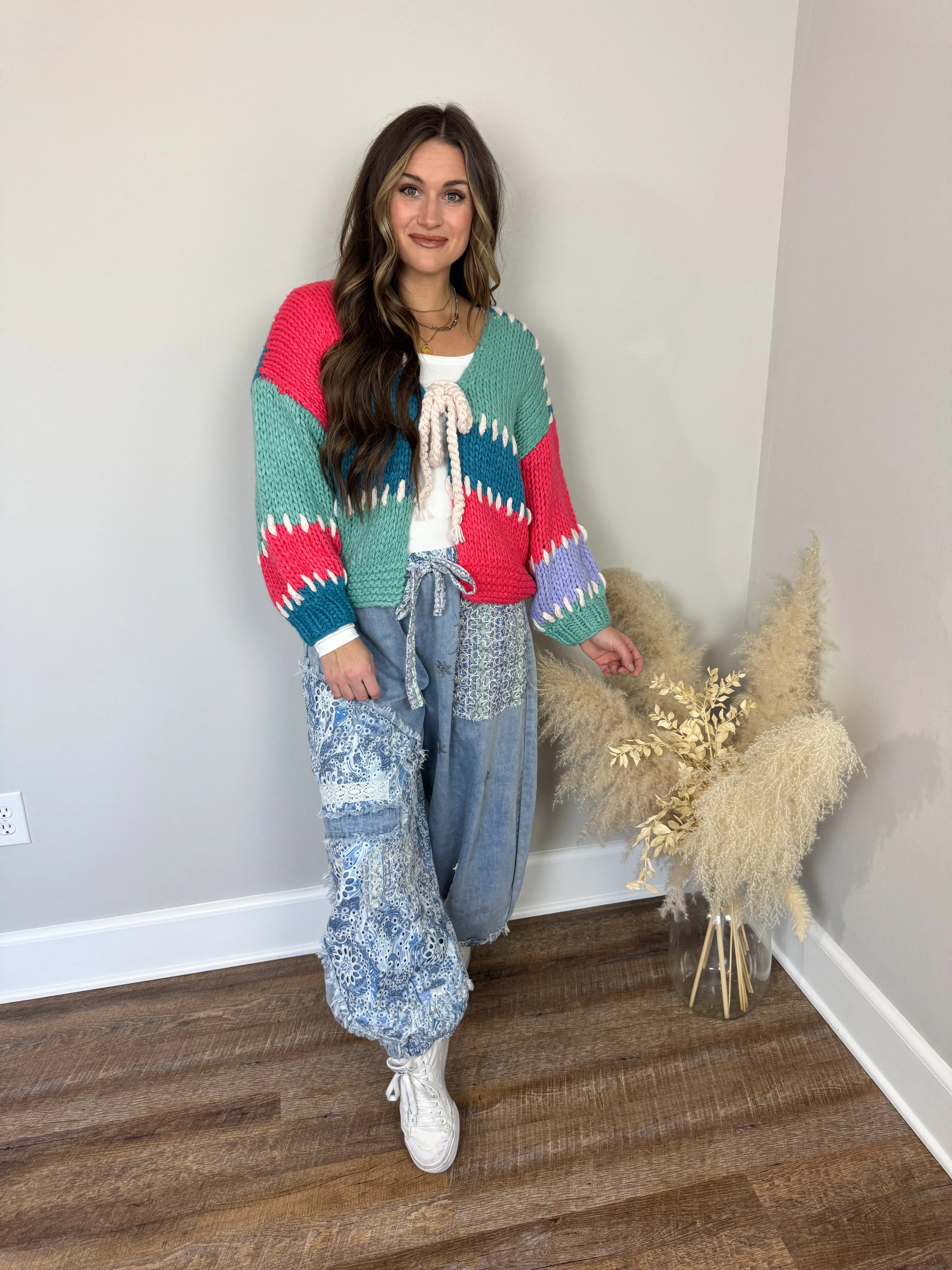 Peachy Colorblock Cardigan
